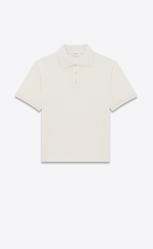 YSL Cassandre Polo Shirt In Bomull Piqué Naturel | XLM408539