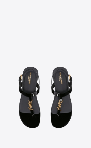 YSL Cassandre Sandals In Lack Läder Svarta | KRW790431
