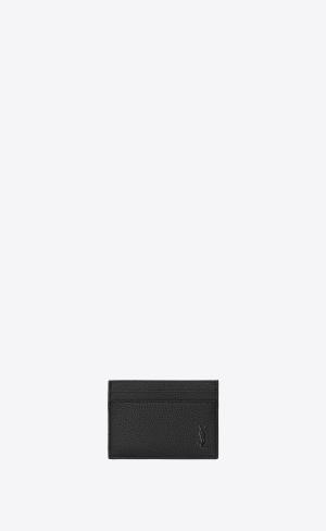 YSL Cassandre Shadow Saint Laurent Card Case In Grained Läder Svarta | QNZ246153