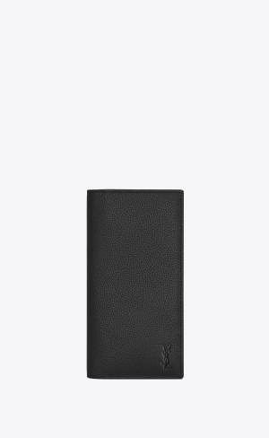 YSL Cassandre Shadow Saint Laurent Continental Wallet In Grained Läder Svarta | OXB654897