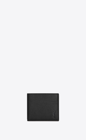YSL Cassandre Shadow Saint Laurent East/West Wallet In Grained Läder Svarta | GAS942615