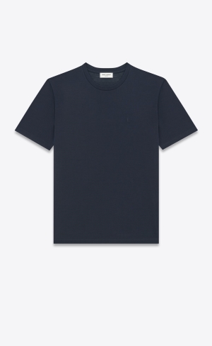 YSL Cassandre T-shirt In Ull And Silk Indigo | HBW407139