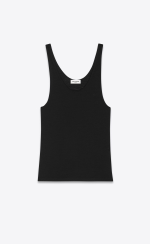 YSL Cassandre Tank Top In Ull Jersey Noir | WMN173245