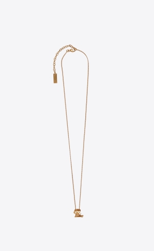 YSL Cassandre Twist Pendant Necklace In Metal Guld | MOR317956