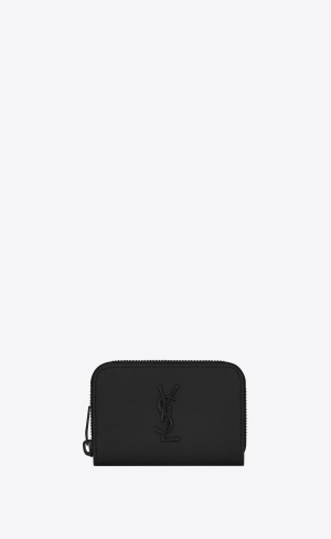 YSL Cassandre Wallet In Grain De Poudre Embossed Läder Svarta | ROX651238