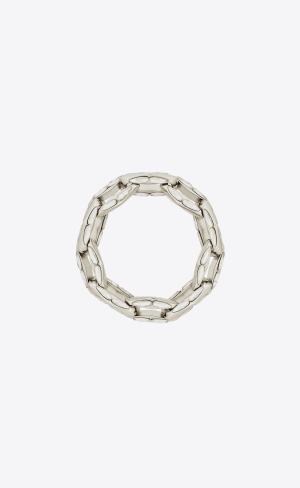 YSL Chain Bracelet In Metal And Rhinestones Crystal And Palladium | SZU687435