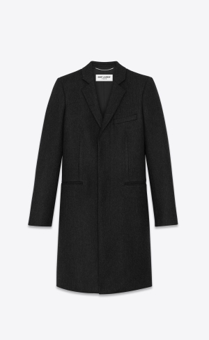 YSL Chesterfield Ull Coat Svarta | DHW973546