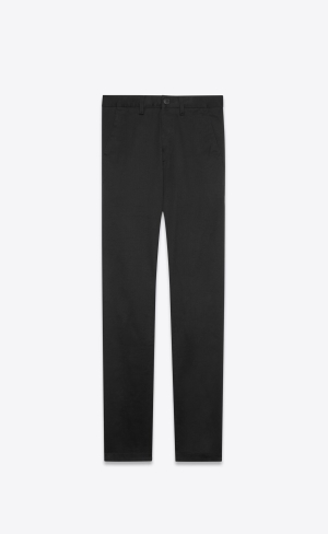 YSL Chino Pants In Black Raw Stretch Gabardine Svarta | CLK973684