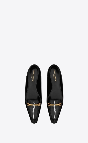 YSL Chris Slippers In Lack Läder Svarta | LTB027491
