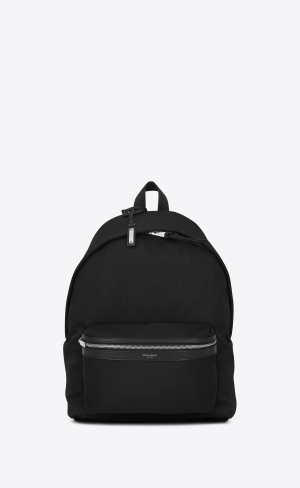 YSL City Backpack In Canvas, Nylon And Läder Svarta | MJV249631