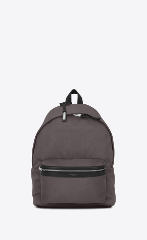 YSL City Backpack In Nylon Canvas And Läder Storm | ZNB325687