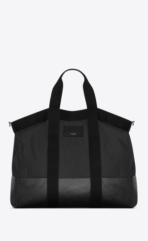 YSL City Saint Laurent Big Tote In Econyl® Regenerated Nylon Svarta | ONU651903