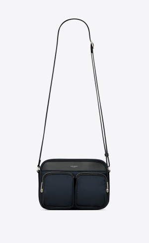 YSL City Saint Laurent New Camera Bag In Econyl® Regenerated Nylon Marinblå | CZB241563