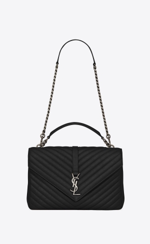 YSL College Large Chain Bag In Quiltad Läder Svarta | VWG027619