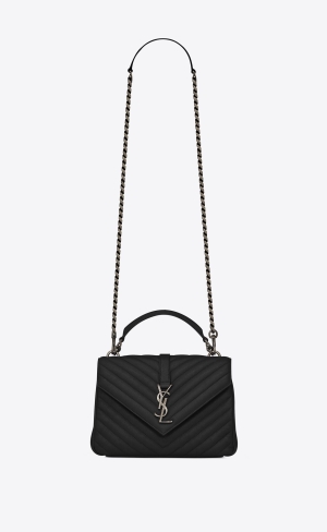 YSL College Medium Chain Bag In Quiltad Läder Svarta | MVH371692