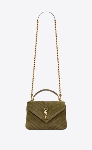 YSL College Medium In Quiltad Mocka Olivgröna Gröna | GQC426891
