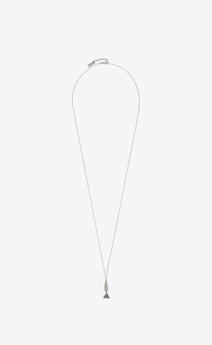 YSL Cone And Triangle Charm Necklace In Metal Silver | YRN176903