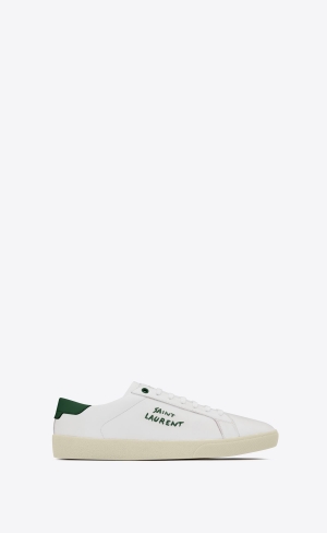 YSL Court Klassiska Sl/06 Embroidered Sneakers In Smooth Läder Blanc Optique | PUZ253084