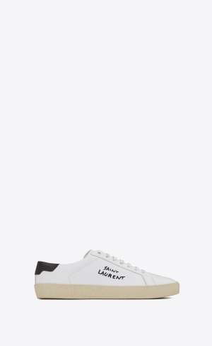 YSL Court Klassiska Sl/06 Embroidered Sneakers In Smooth Läder Vita | UAJ568437