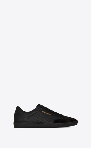 YSL Court Klassiska Sl/10 Sneakers In Perforated Läder And Mocka Svarta | UDN452890