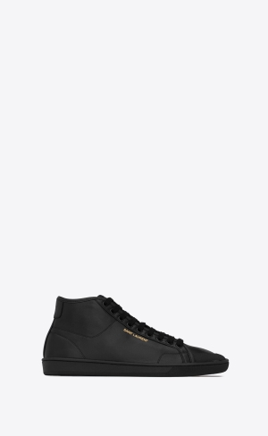 YSL Court Klassiska Sl/39 Mid-top Sneakers In Läder Noir | DFM052613