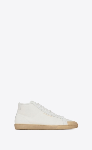 YSL Court Klassiska Sl/39 Mid-top Sneakers In Canvas And Läder Vita | DNW365910