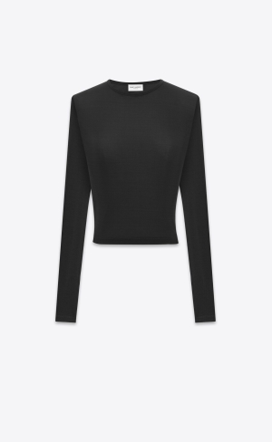 YSL Cropped Top In Jersey Svarta | VCK765280