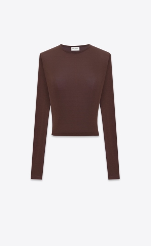YSL Cropped Top In Jersey Vinröda | ZBP386724