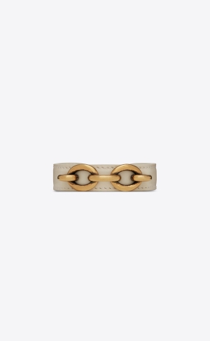 YSL Cuff Bracelet In Smooth Läder And Metal Ljusbruna | JMZ396527