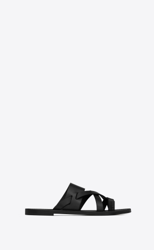 YSL Culver Mules In Smooth Läder Svarta | KRN645013