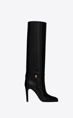 YSL Diane Boots In Shiny Läder Noir | PFC283975