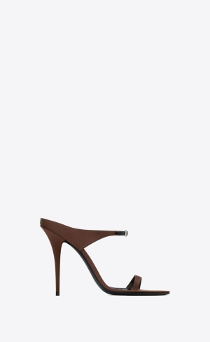 YSL Dive Mules In Crepe Satin Mörkchoklad | HZT258637