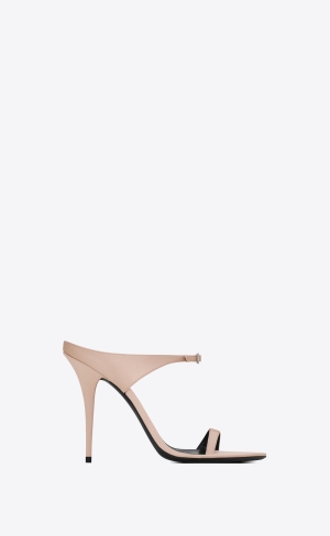 YSL Dive Mules In Silk Satin Beige | IOW320956