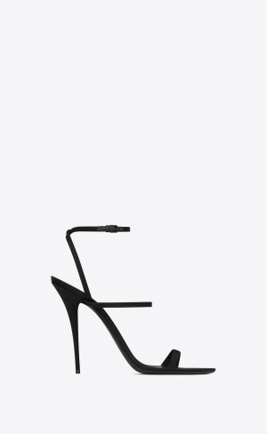 YSL Dive Sandals In Crepe Satin Svarta | ZSW783521