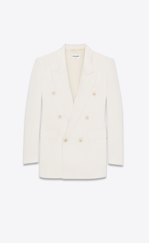 YSL Double-breasted Jacket In Silk Satin Shell | BRG395270