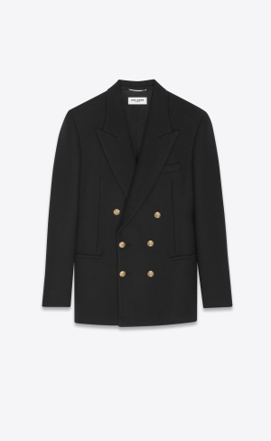 YSL Double-breasted Jacket In Ull Noir | RBV785032