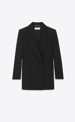 YSL Double-breasted Jacket In Ull Svarta | QYN196487