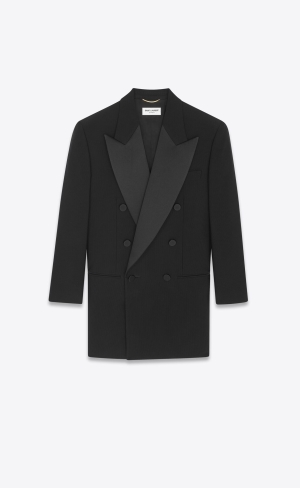 YSL Double-breasted Tuxedo Jacket In Ull Noir | YTB970248