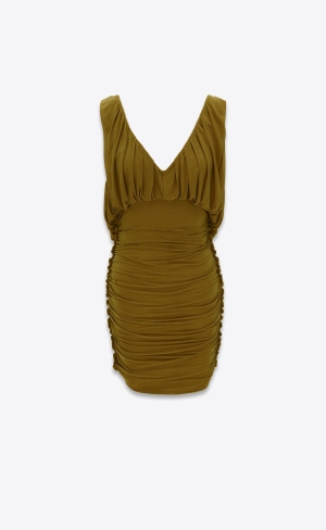 YSL Draped Klänning In Jersey Khaki | SET231859