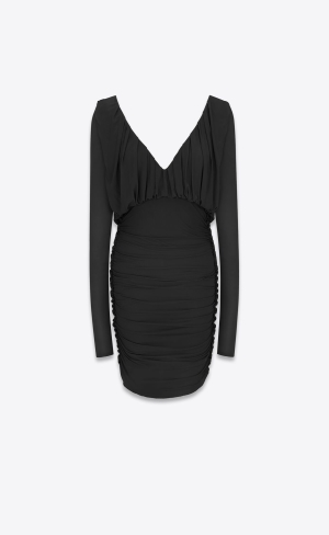 YSL Draped Klänning In Jersey Svarta | DNS230674