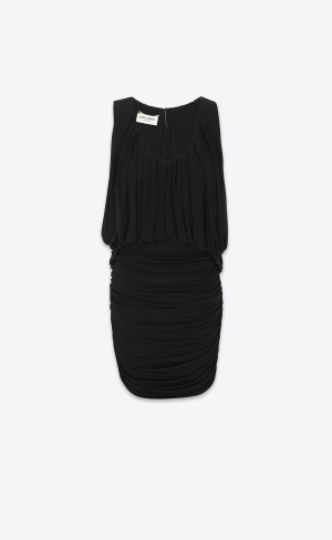 YSL Draped Klänning In Jersey Svarta | OJI741285