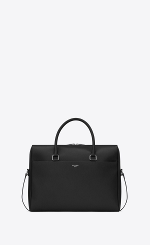 YSL Duffle Briefcase In Grain De Poudre Embossed Läder Svarta | YQG745136