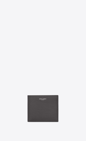 YSL East/West Wallet With Coin Purse In Grain De Poudre-embossed Läder Storm | VWX528930
