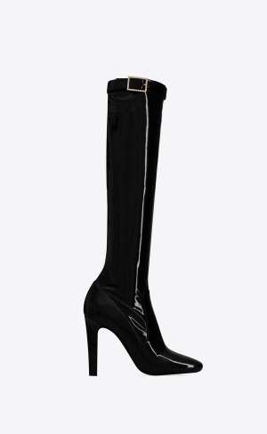 YSL Elle Boots In Vinyl Noir | OQF839402