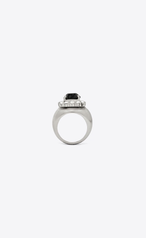 YSL Emerald Princess Ring In Metal Svarta | JNE510364