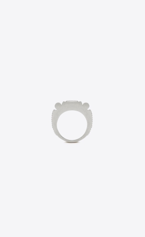 YSL Empire Rhinestone Ring In Metal Silver | VCM972136