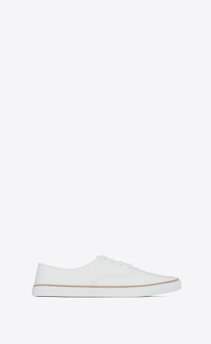YSL Feliz Low Top Sneakers In Smooth Läder Blanc | KAS062798