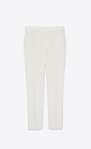 YSL Fitted Pants In Randig Ull Craie | NMC012486