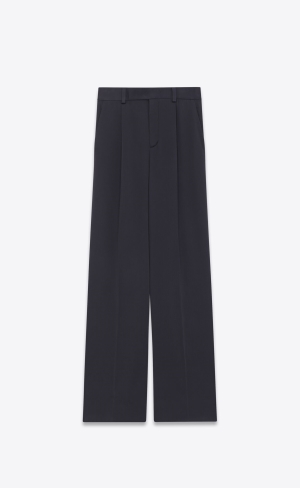 YSL Flared Pants In Crepe Satin Blå | QRW653041