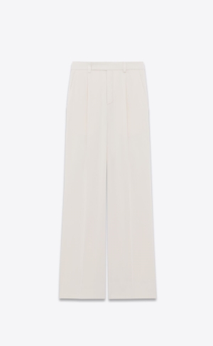 YSL Flared Pants In Crepe Satin Craie | EWN549168
